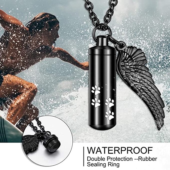 abooxiu Cylinder Cremation Necklace Pet Ashes Urn - Picture 4 of 9